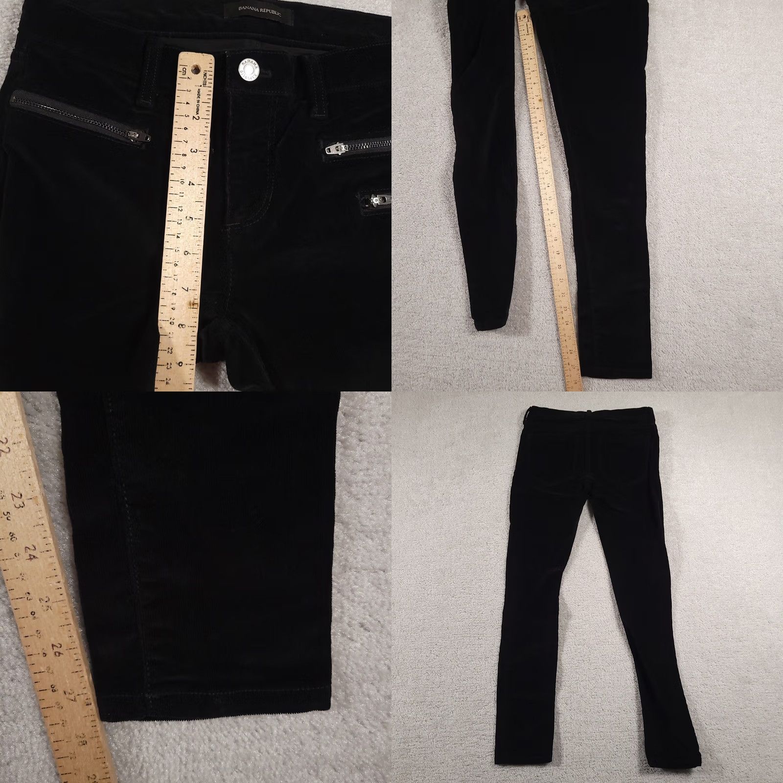 Banana Republic Banana Republic Pants Womens 26 Black Corduroy Skinny High Rise Moto Zipper Pockets Jazzed by Logo Womens Size 26" / US 2 / IT 38 - 8 Thumbnail
