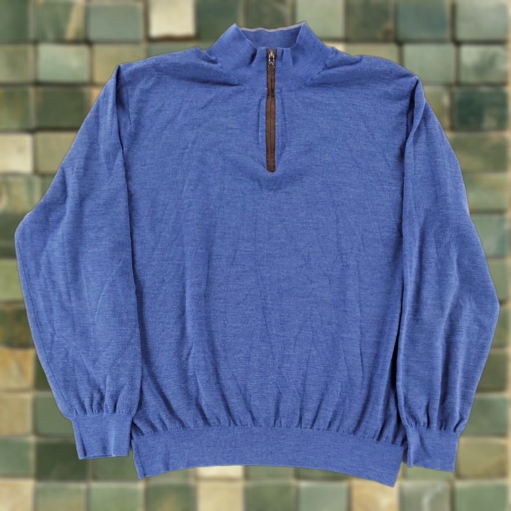 Peter Millar Peter Millar Excursionist Flex Wool Blend 1/4 Zip Pullover Blue Mens XXL Shirt Size US XXL / EU 58 / 5 - 1 Thumbnail