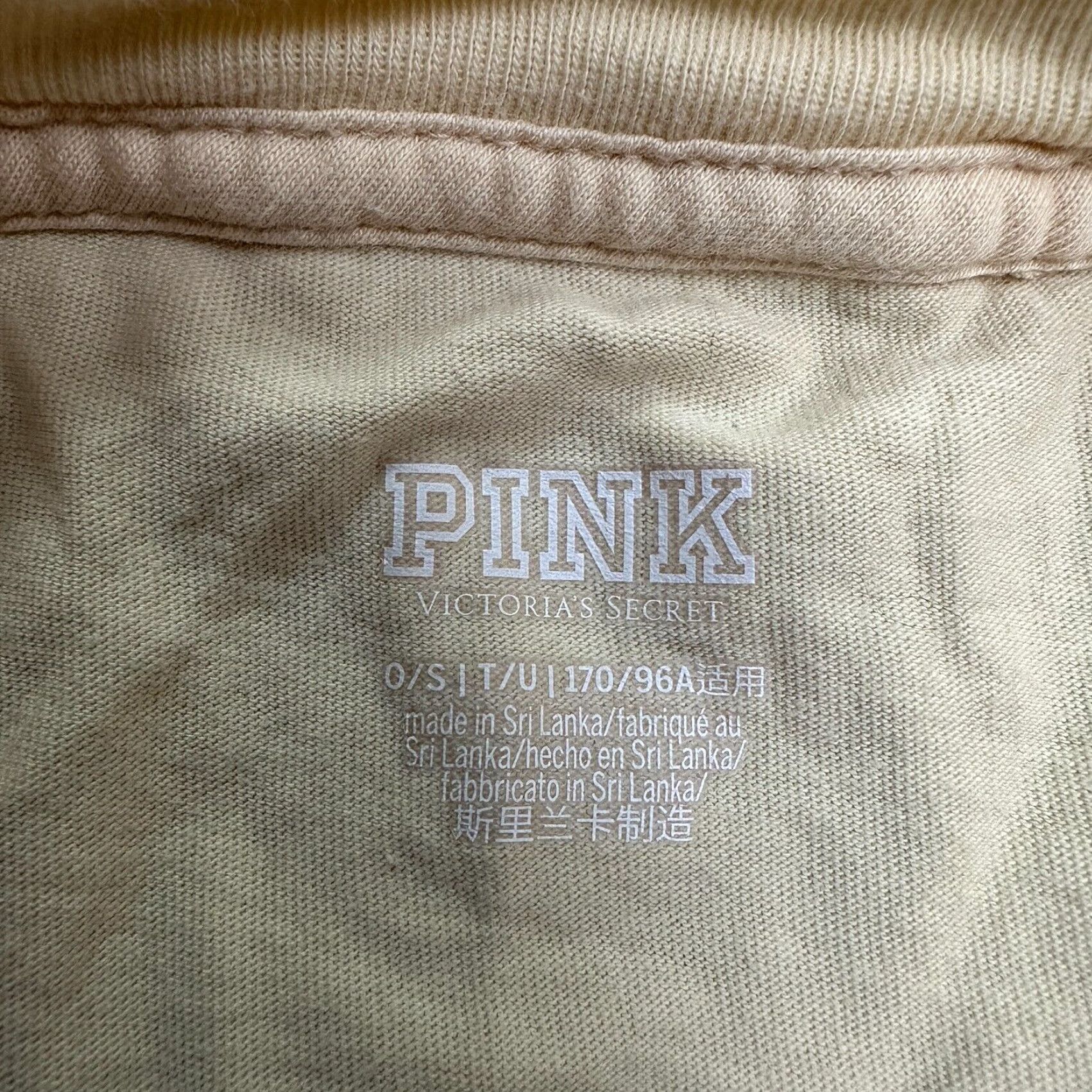 Victoria's Secret Victoria's Secret Shirt Women One Size Beige Oversized Logo T-Shirt Short Sleeve Cotton Casual Size ONE SIZE - 7 Thumbnail