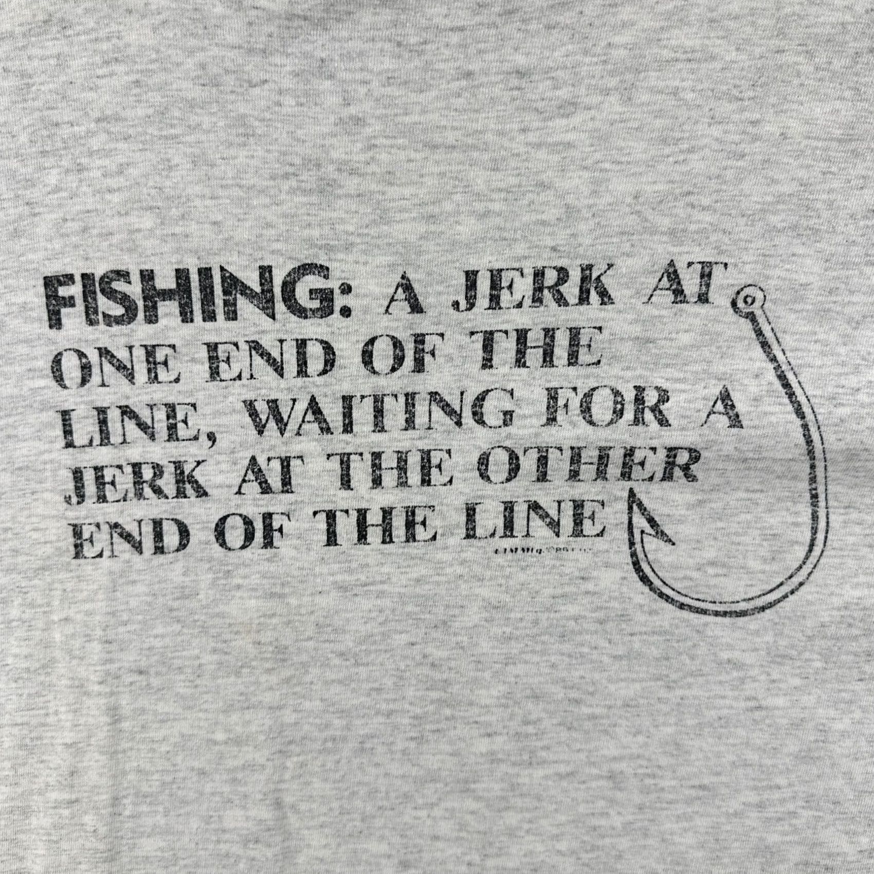 Delta Vintage Delta Mens XL Gray Single Stitch Made In USA Shirt 90s Fishing Humor Tee Size US XL / EU 56 / 4 - 6 Thumbnail