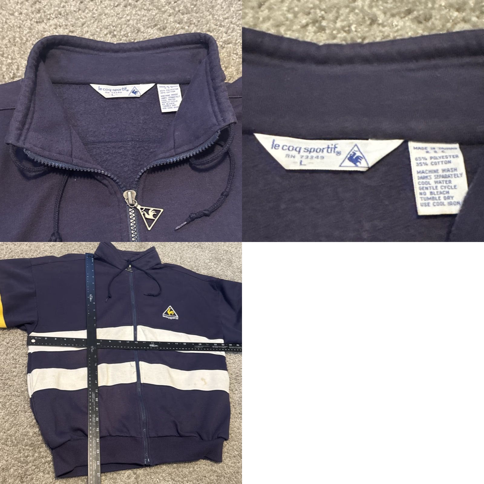 Le Coq Sportif VINTAGE Le Coq Sportif Navy Blue White Full Zip Polyester Cotton Track Jacket Unisex Adults L Blue 80s Mens Womens Size US L / EU 52-54 / 3 - 8 Thumbnail