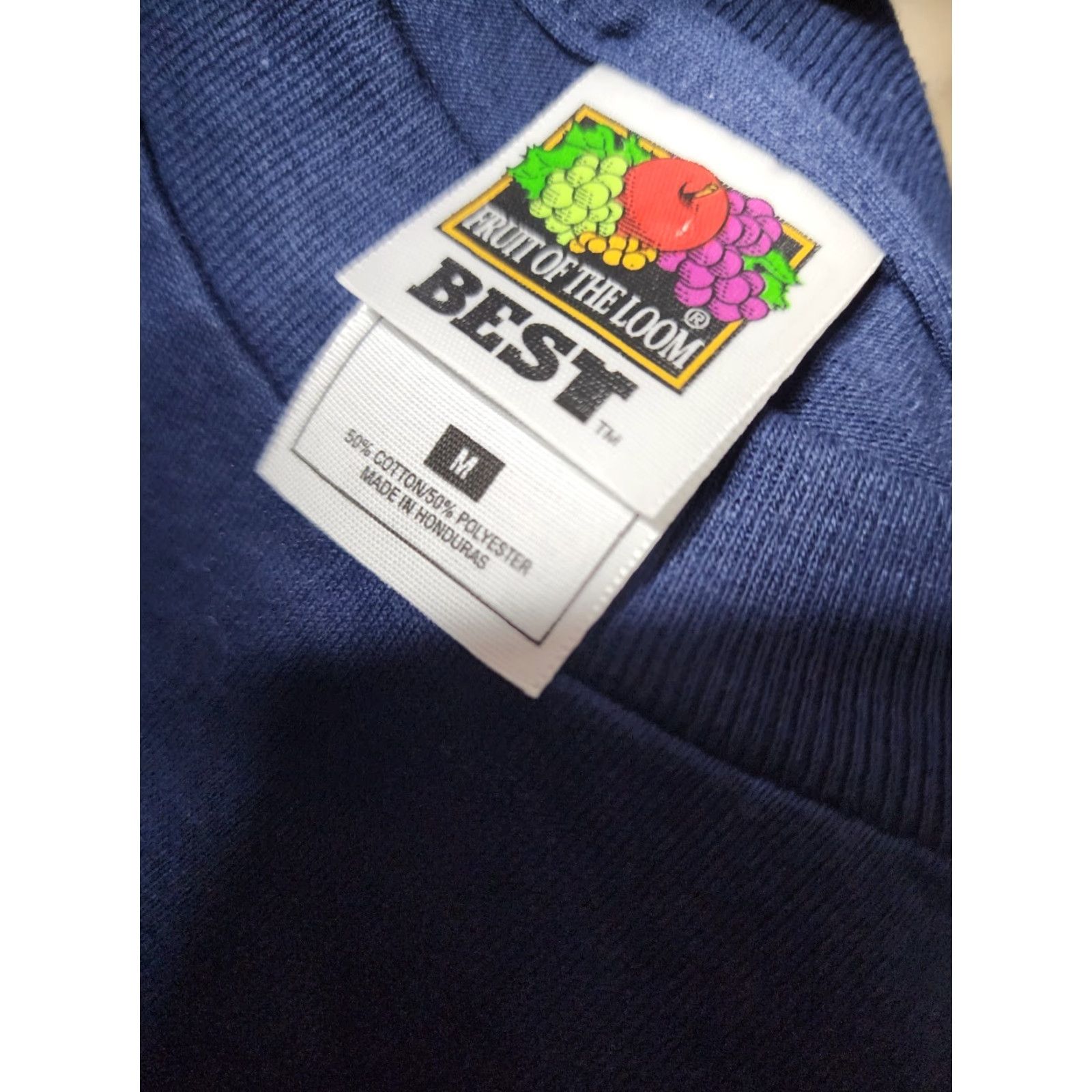 Fruit Of The Loom VINTAGE Fruit of the Loom T-Shirt Men Retro American Flag Navy Embellished M Blue Cotton Blend Short Sleeve Crew Neck Graphic Print Patrotic 63? Size US M / EU 48-50 / 2 - 5 Thumbnail