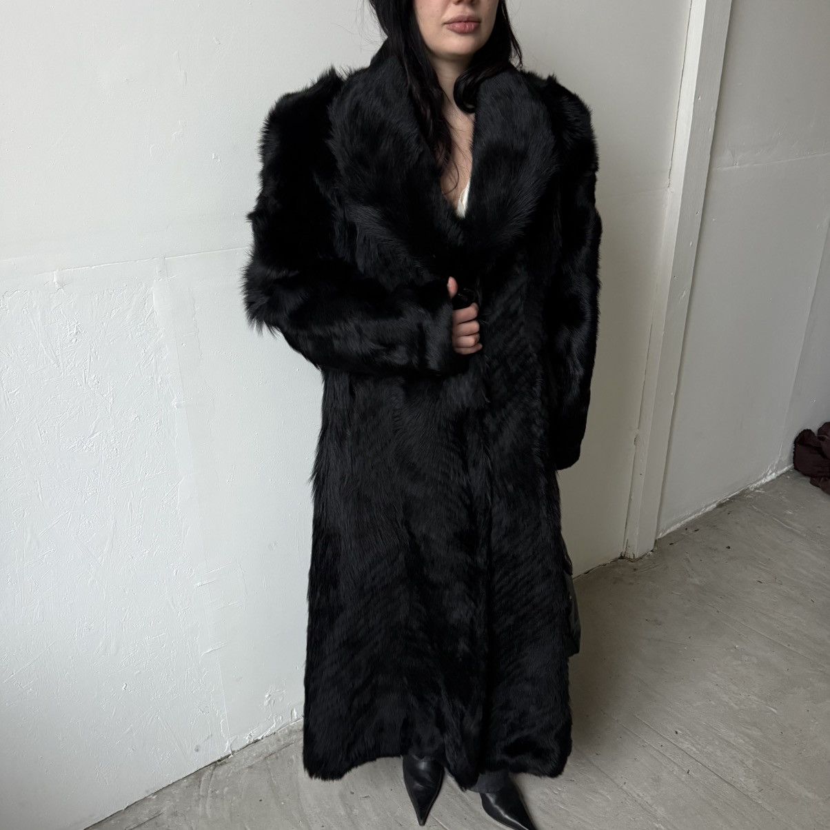 If Six Was Nine Vintage Real Fur Black Maxi Coat Size L / US 10 / IT 46 - 11 Thumbnail