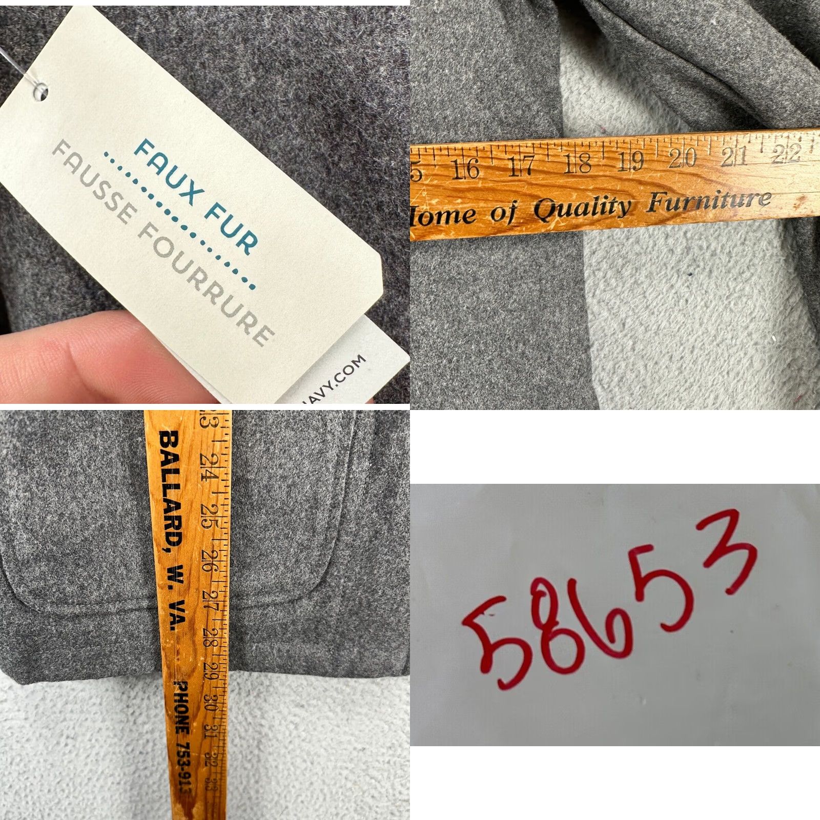 Old Navy Old Navy Jacket Womens XS Grey Wool Blend Toggle Button Faux Fur Hooded Coat NEW Size XS / US 0-2 / IT 36-38 - 8 Thumbnail