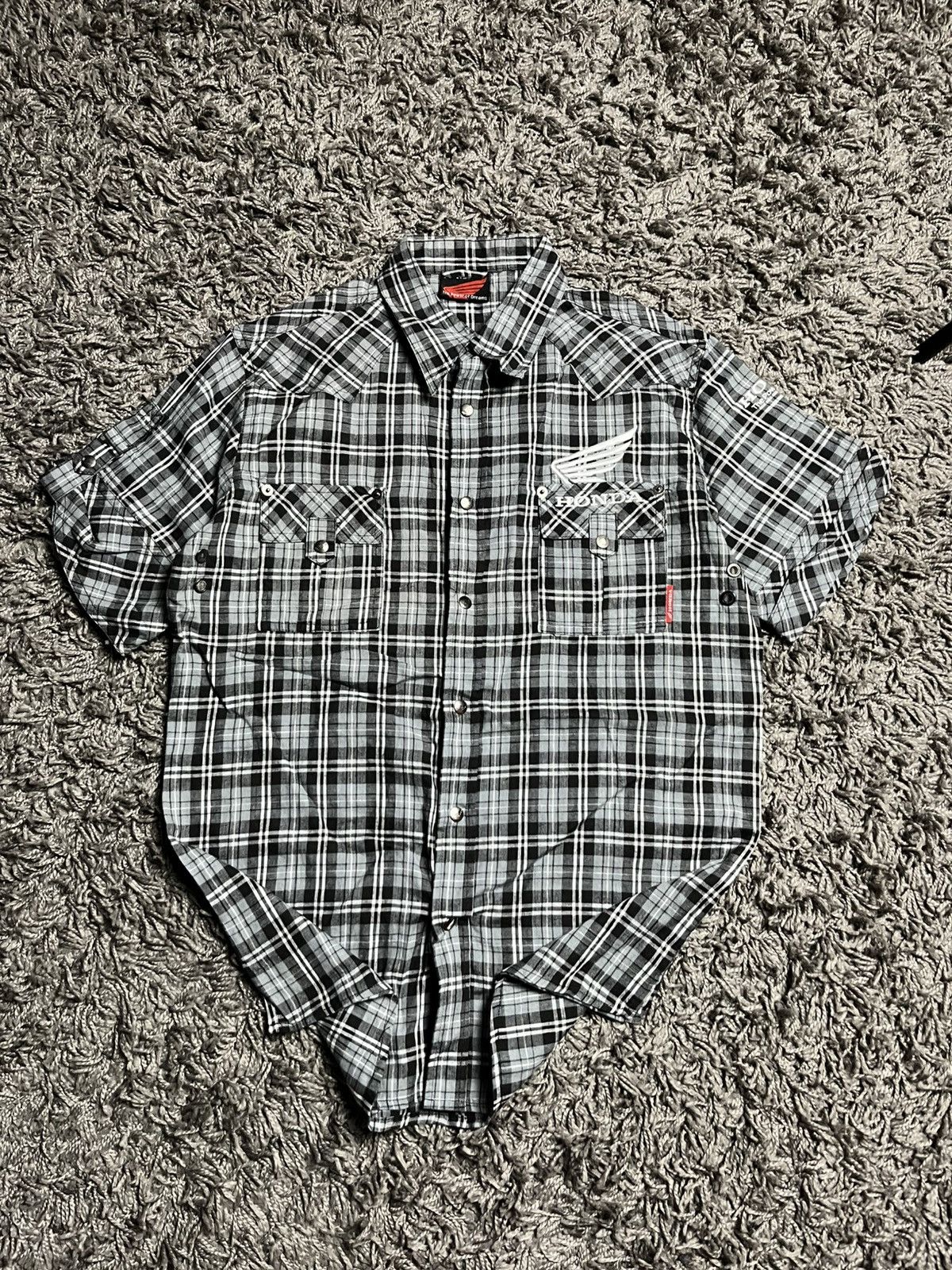 Honda Honda Racing "Motor Spirit" Plaid Shirt Y2K Aesthetic Size US S / EU 44-46 / 1 - 2 Thumbnail