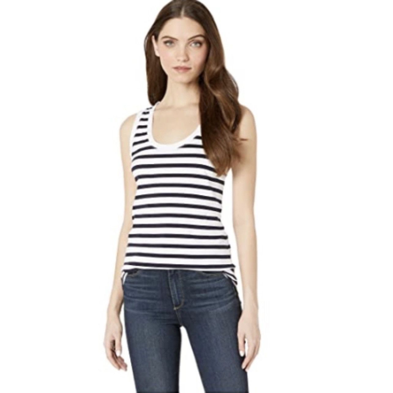 AG Adriano Goldschmied AG ADRIANO GOLDSCHMIED Black White Striped Tank Top Size M / US 6-8 / IT 42-44 - 1 Thumbnail