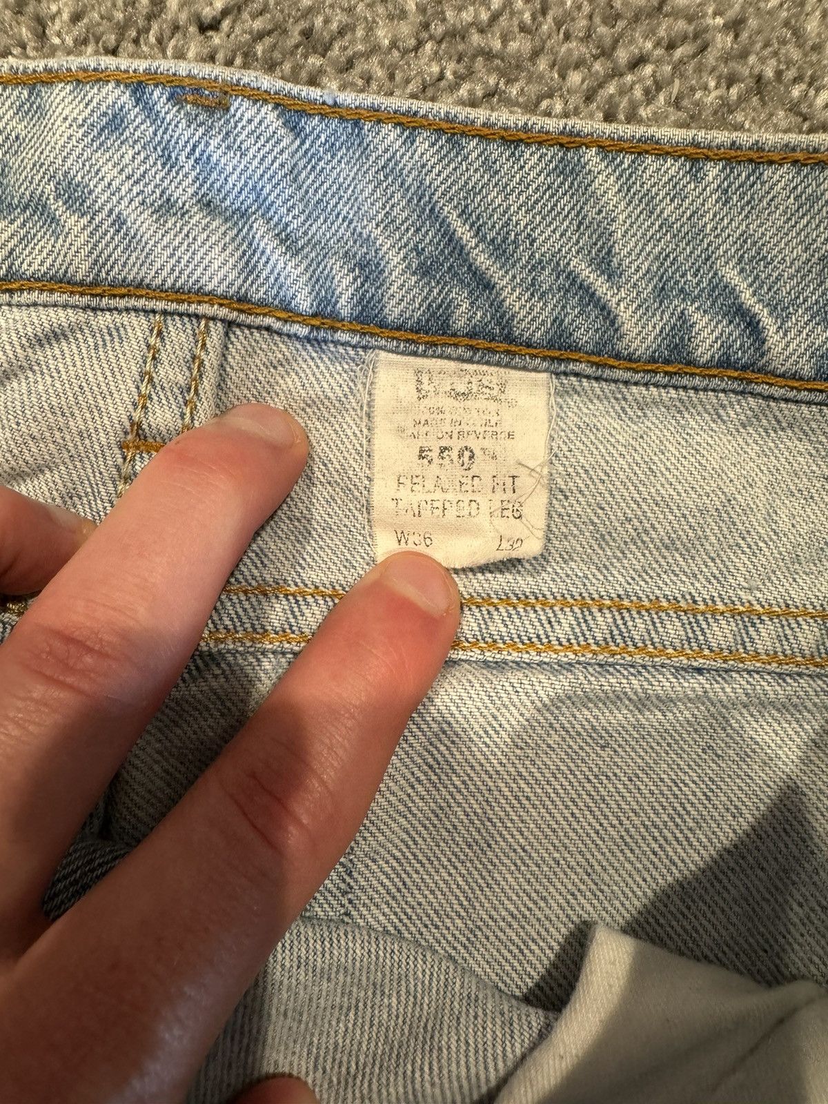 Levi's vintage orange tab Levi jeans 550 stone wash 90s jeans Size US 34 / EU 50 - 4 Thumbnail