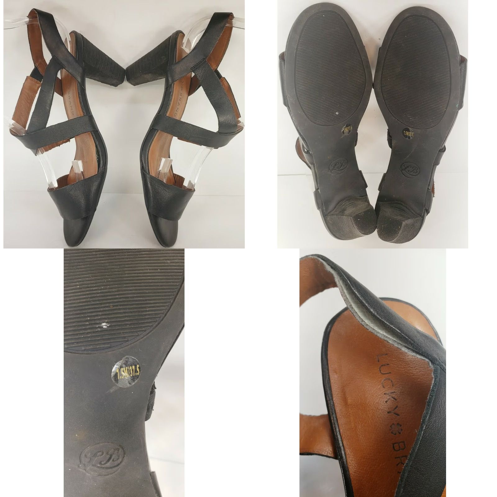Lucky Brand Lucky Brand Women's Slingback Sandals Size 7.5 High Heel Open Toe Black Leather Heel Style Block Slingback Sandal Women Shoes Size US 8 / IT 38 - 8 Thumbnail