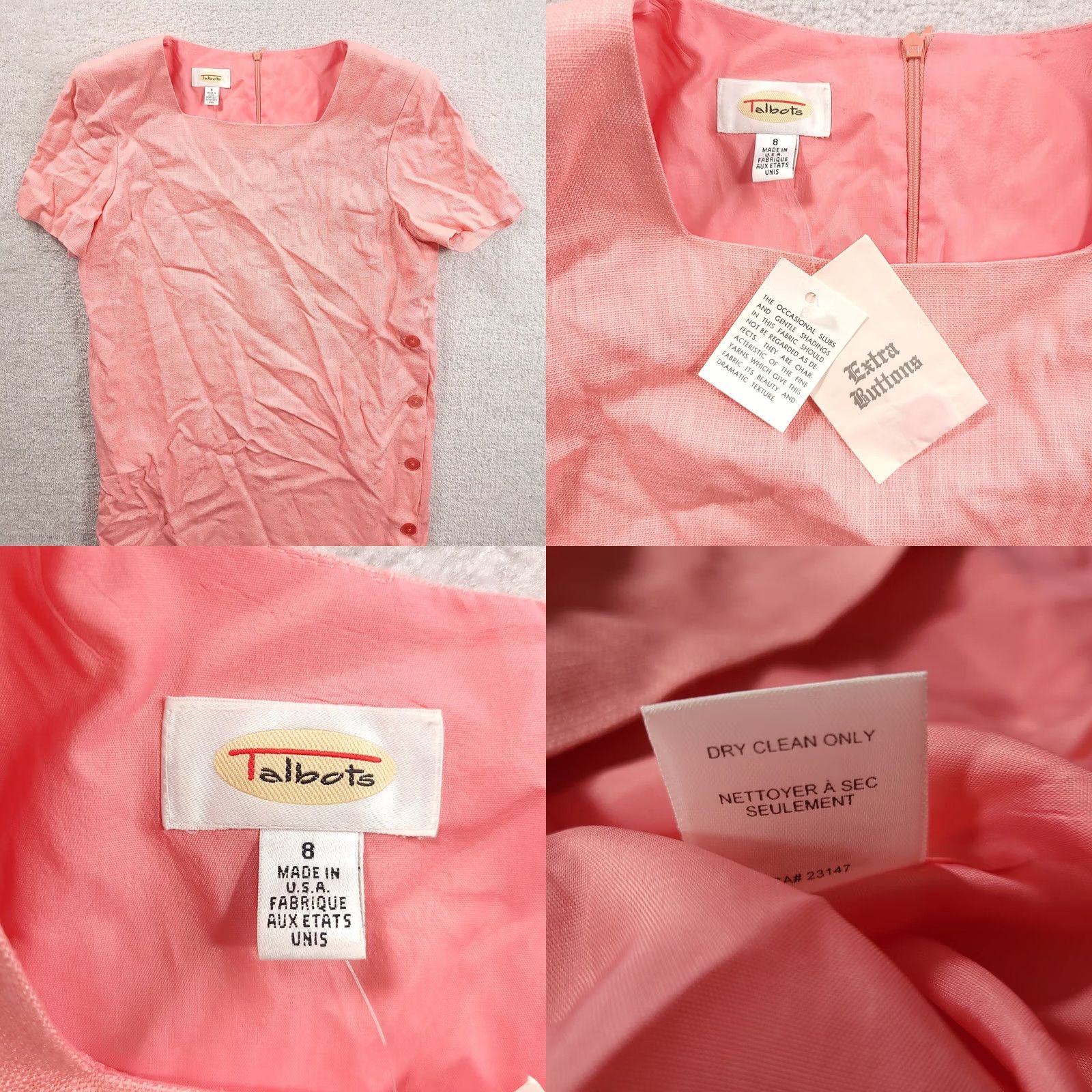Talbots VINTAGE Talbots Dress Pink Short Sleeve A-line 8 Made In USA Womens Dress Size 30" / US 8 / IT 44 - 8 Thumbnail