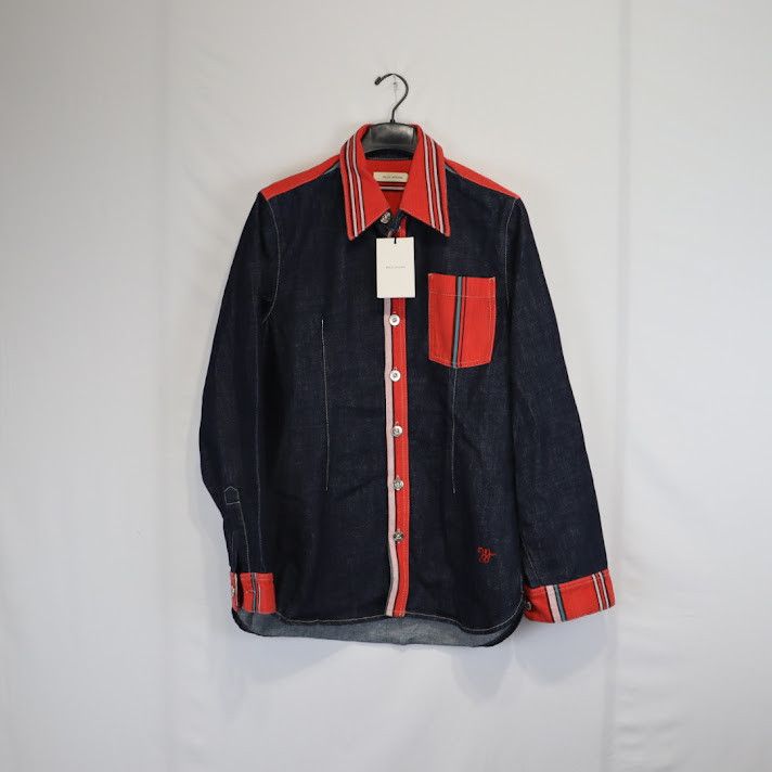 Wales Bonner o1rshd1 Cotonou Denim Shirt in Blue/Red Size US S / EU 44-46 / 1 - 2 Thumbnail
