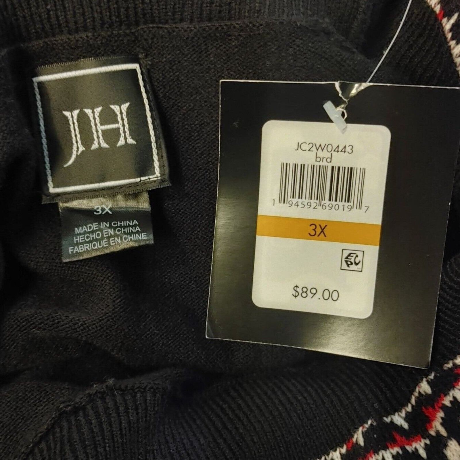 Other J.H Women's Black Long Sleeve Cowl Neck Pullover Sweater Jac Size 3XL / US 20-22 - 3 Thumbnail
