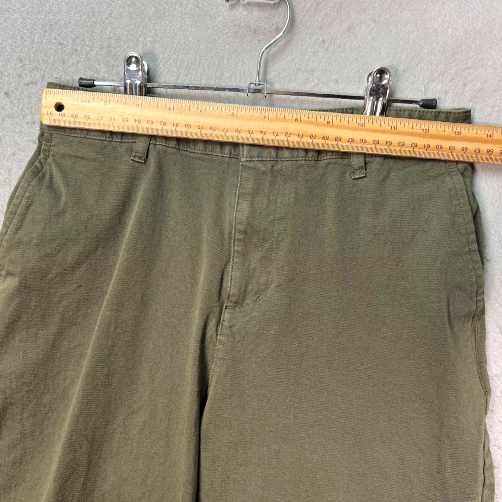 Muji MUJI Womens Small Olive Green Cotton-Blend Wide Leg Chino Pants Shirt? Size 28" / US 6 / IT 42 - 5 Thumbnail