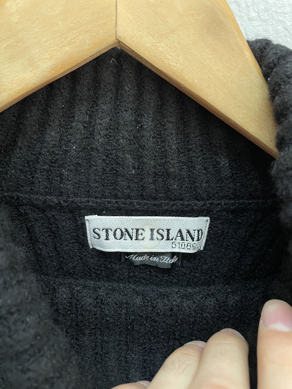 Vintage Stone Island Knitted Wool Sweater All Black Size M