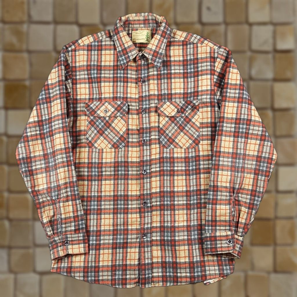 Sears VINTAGE Sears Field Master Flannel Plaid Button-Up Shirt Sz XL Long Sleeve Outdoor Lumberjack Grunge Mens Size US XL / EU 56 / 4 - 1 Thumbnail