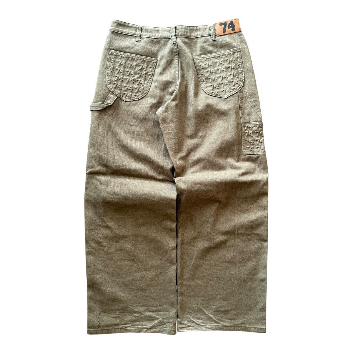 74 Is War 74 Is War Green Olive Carpenter Denim Pants Size US 34 / EU 50 - 3 Thumbnail