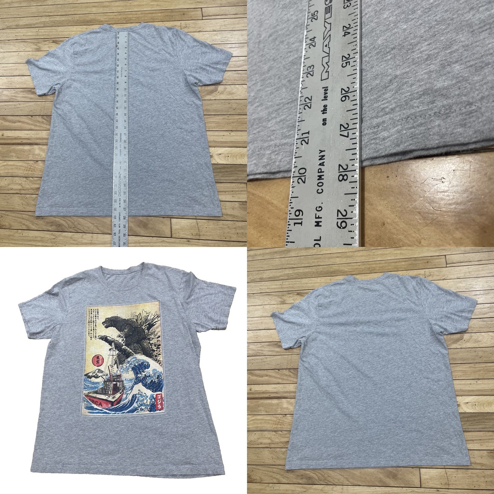 Vintage Godzilla Gojira Japan Wave Graphic Tee Shirt Mens L Gray Shirt Graphic Crew Neck Short Sleeve Vintage No Size US L / EU 52-54 / 3 - 8 Thumbnail