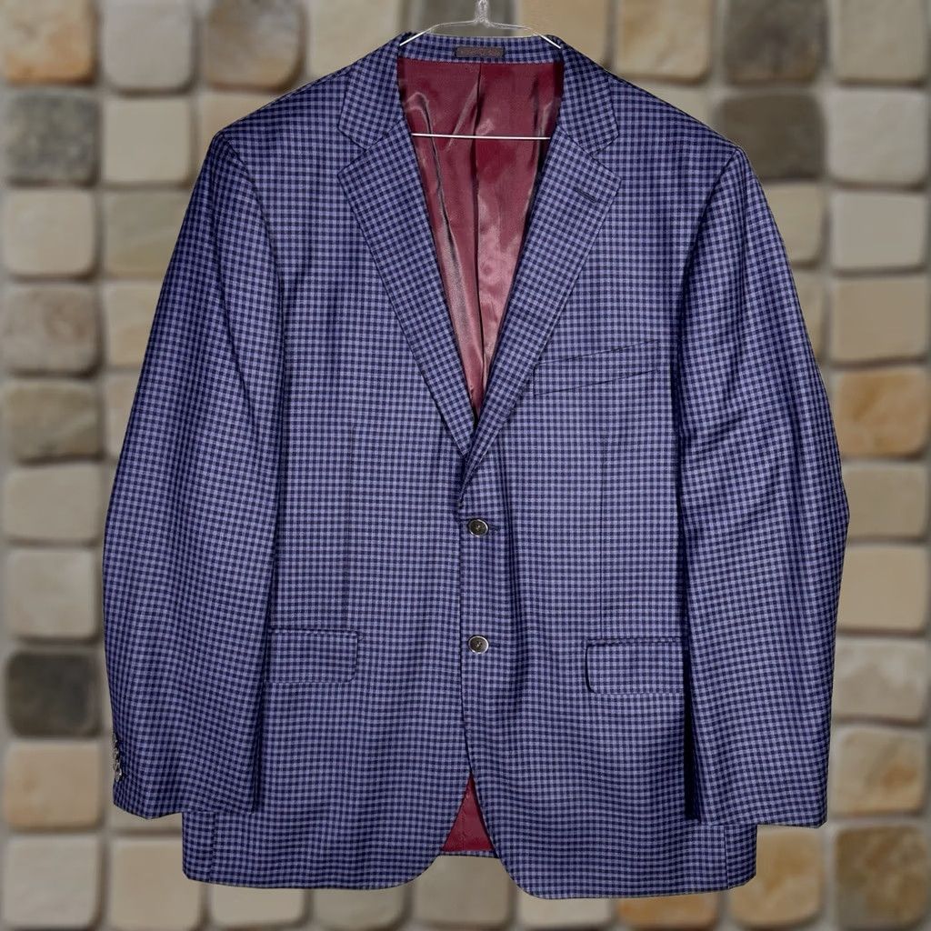Vintage Byron Sport Coat Mens 46R Luca Di Marco Plaid Check Dover Suit Jacket Blazer Size 46R - 1 Thumbnail