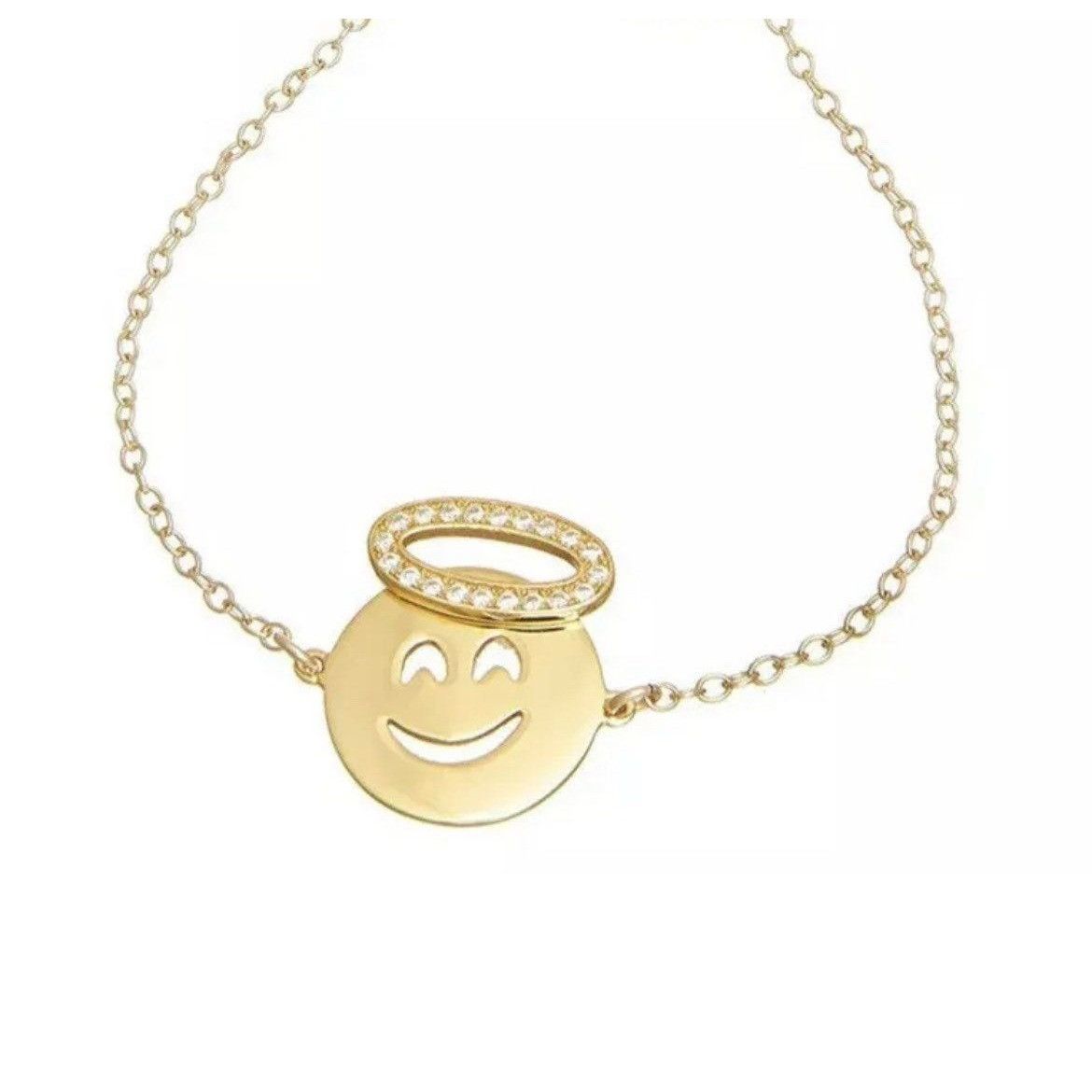 Other New Emoji Angel Halo Sterling Silver 14K Gold Pave Bracelet Size ONE SIZE - 3 Thumbnail
