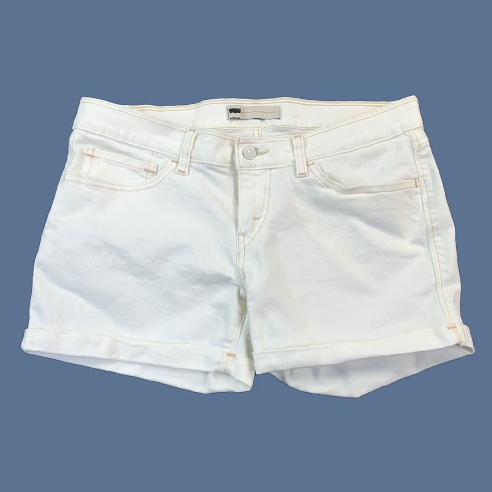 Levi's Levi’s Shorts Womens 30 White Denim 3.5" Low Rise Rolled Hem Stretch Casual, Travel Jeans, 5-Pocket, Light Wash, 30 in Waist Womens Size 30" / US 8 / IT 44 - 1 Thumbnail