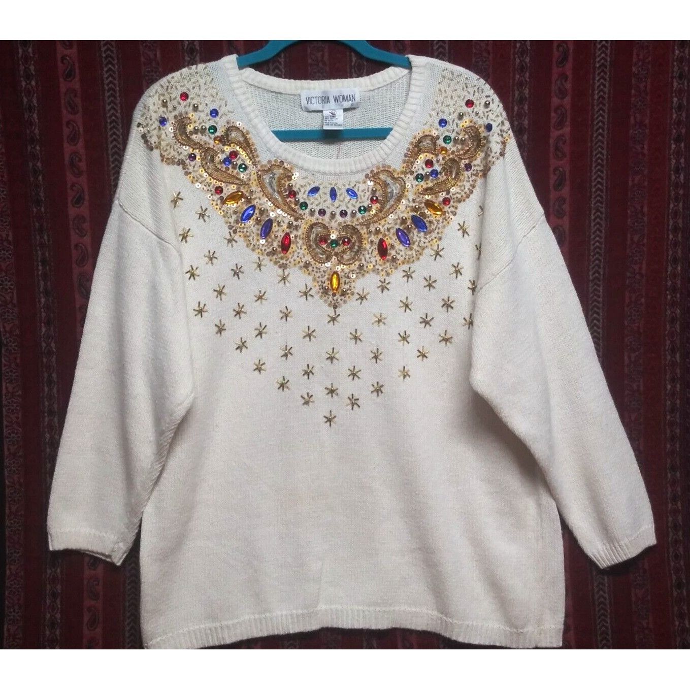 Vintage Vintage womens sweater Embellished beads rhinestones Sequins Size XL / US 12-14 / IT 48-50 - 2 Thumbnail
