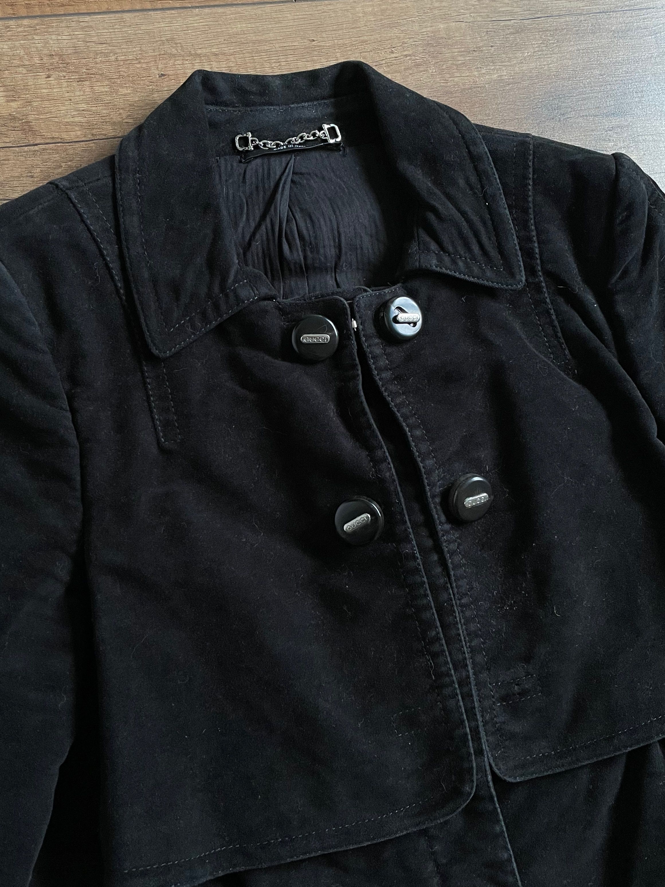 Gucci Vintage Gucci Black Velvet Corduroy Trench Coat Jacket Size L / US 10 / IT 46 - 2 Thumbnail