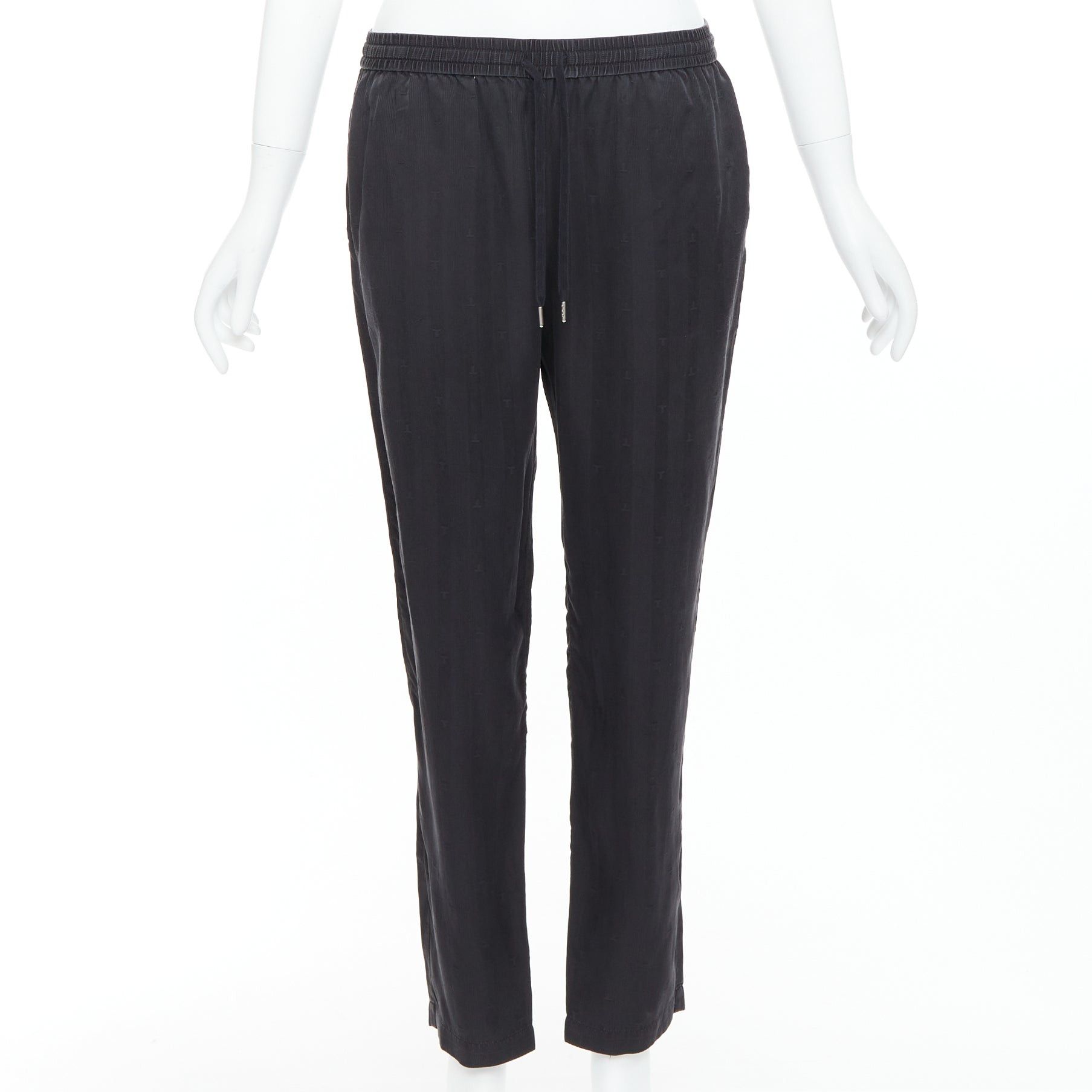 T by Alexander Wang ALEXANDER WANG T black 100% washed silk T logo pajama pants XS Size 26" / US 2 / IT 38 - 1 Thumbnail