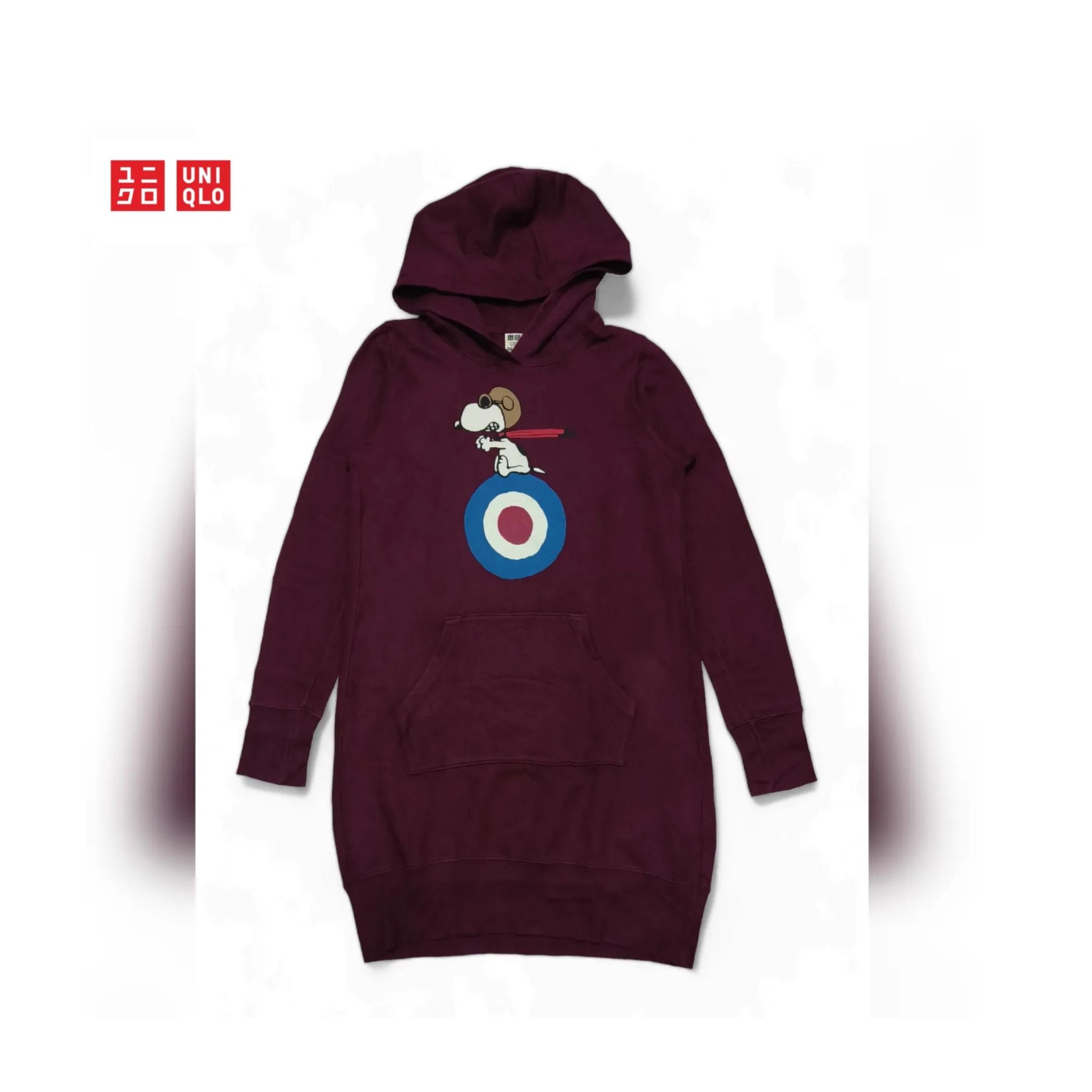 Japanese Brand Uniqlo x Peanuts Women Long Dress Maroon Hoodie Jacket Size S / US 4 / IT 40 - 1 Thumbnail