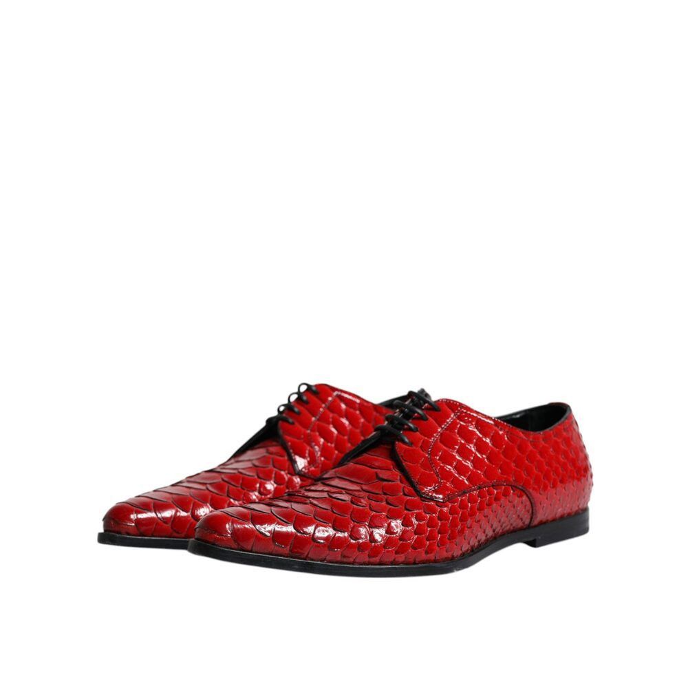 Dolce & Gabbana Dolce & Gabbana Red Textured Varnished Derby Men Formal Shoe Size US 10 / EU 43 - 4 Thumbnail