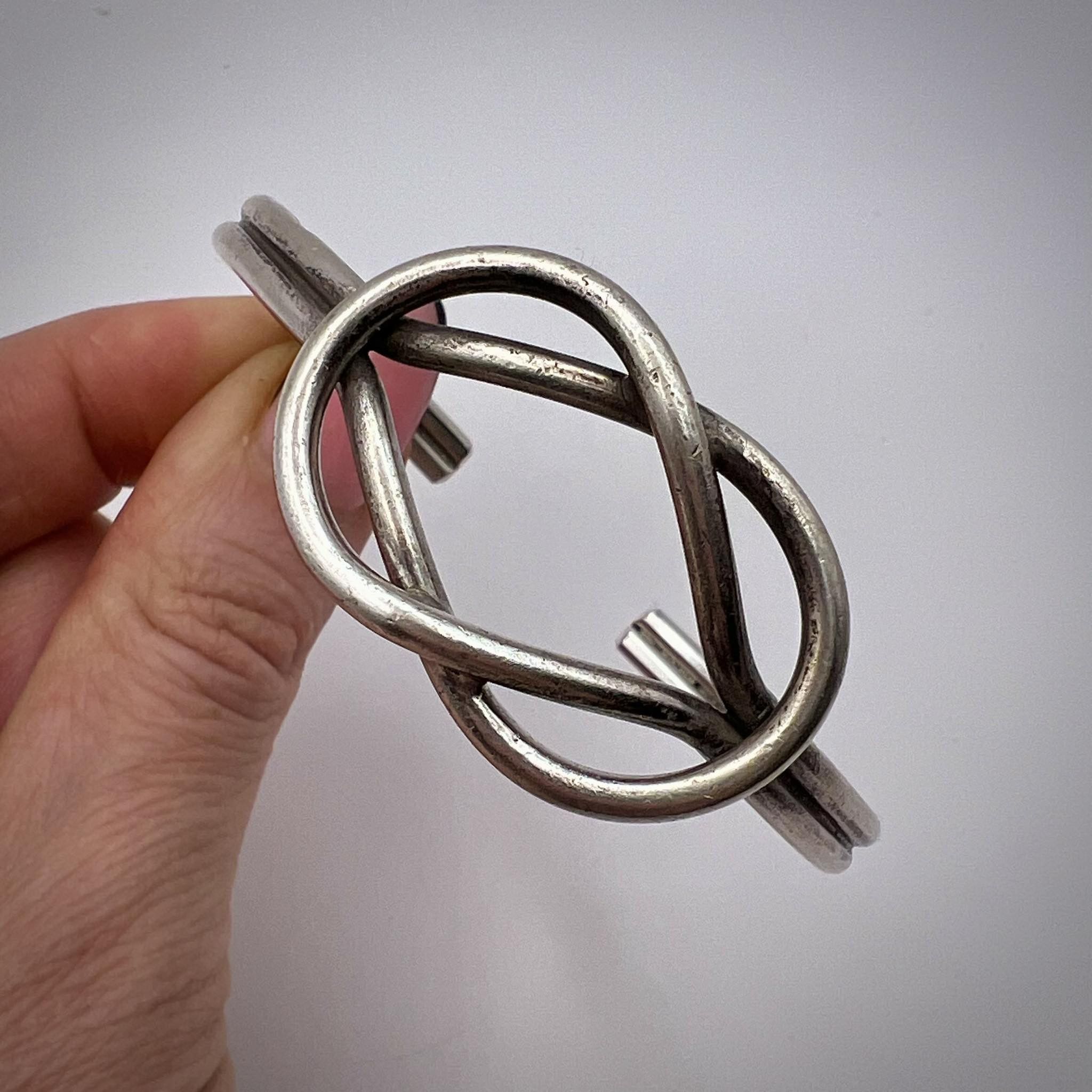 Vintage Antique Silver 800 Cuff Bangle Bracelet Infinity 26.7gr Size ONE SIZE - 4 Thumbnail