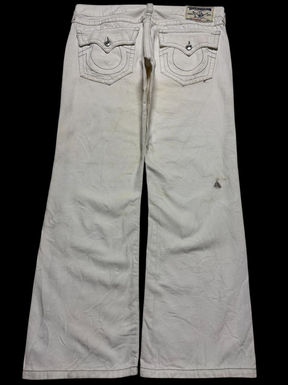 True Religion 💥BigSize💥Y2K True Religion Straight Sick Thrashed White Jean Size US 38 / EU 54 - 2 Thumbnail