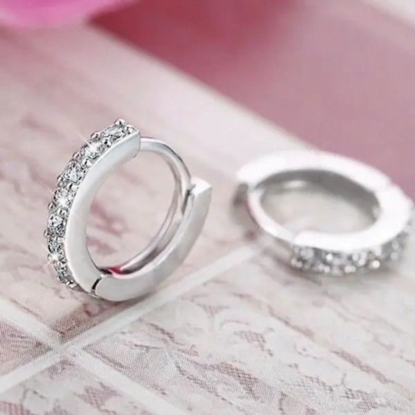 Other 925 Sterling Silver Plated Small Hoop Earrings for Women Men Size ONE SIZE - 2 Thumbnail