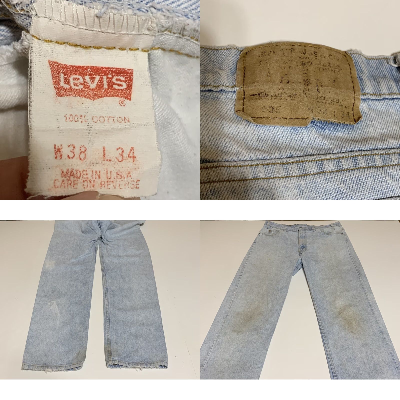 Levi's VINTAGE Levi's 505 Jeans Mens Regular Fit Blue Distressed Orange Tab 36x33 Straight Belts Loops USA 80s 90s Mens Size US 36 / EU 52 - 8 Thumbnail