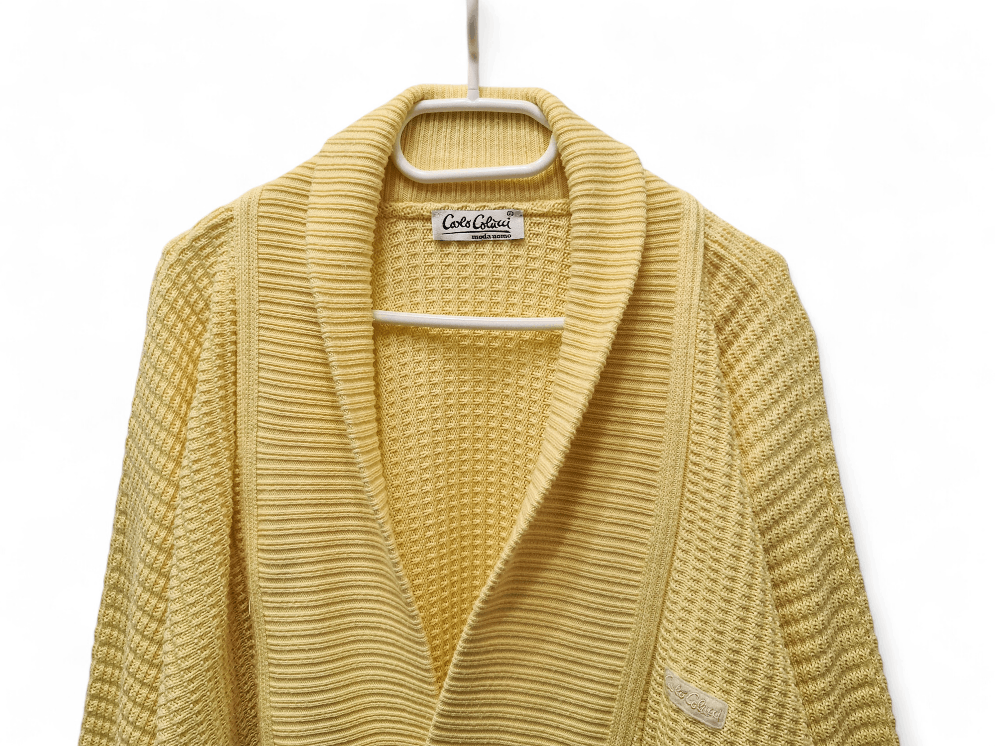 Carlo Colucci 90S Vintage Carlo Colucci Knitted yellow cardigan Size US M / EU 48-50 / 2 - 4 Thumbnail
