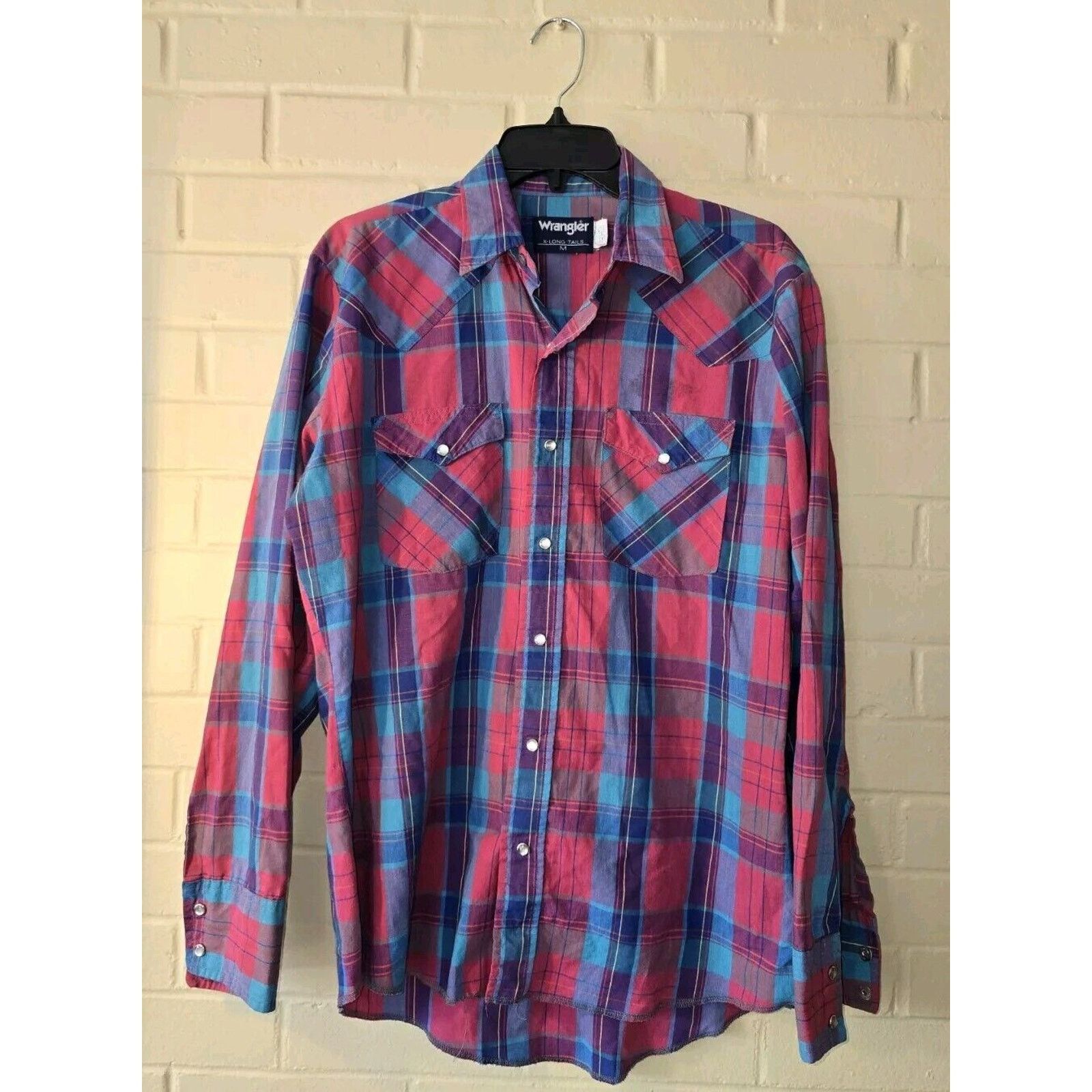 Wrangler Wrangler Long Sleeve Pearl Snap Shirt Men's M X-Long Tails Size US M / EU 48-50 / 2 - 1 Thumbnail