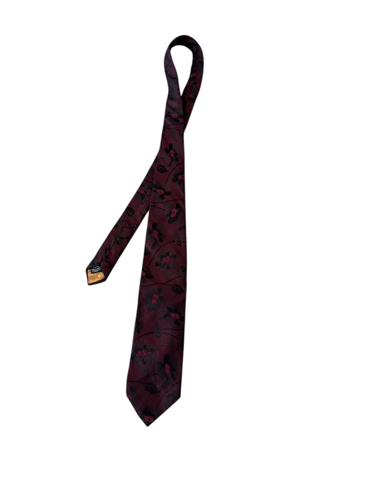 Kenzo Kenzo floral burgundy silk tie Size 34 - 4 Thumbnail