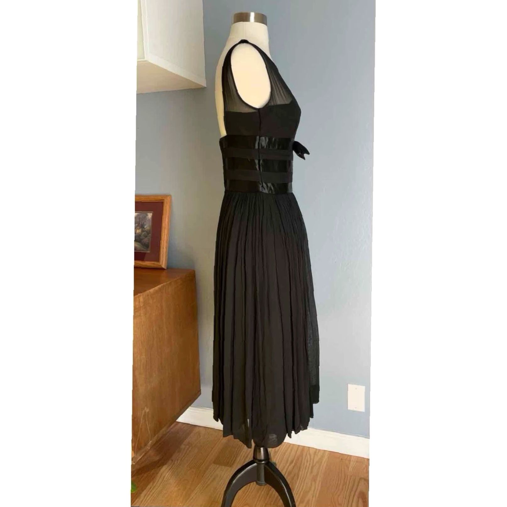 Vintage VINTAGE Maggie Stover Black Chiffon Illusion Cocktail Dress XS/S 50s Party Rockabilly Size XS/S Womens Size XS / US 0-2 / IT 36-38 - 4 Thumbnail