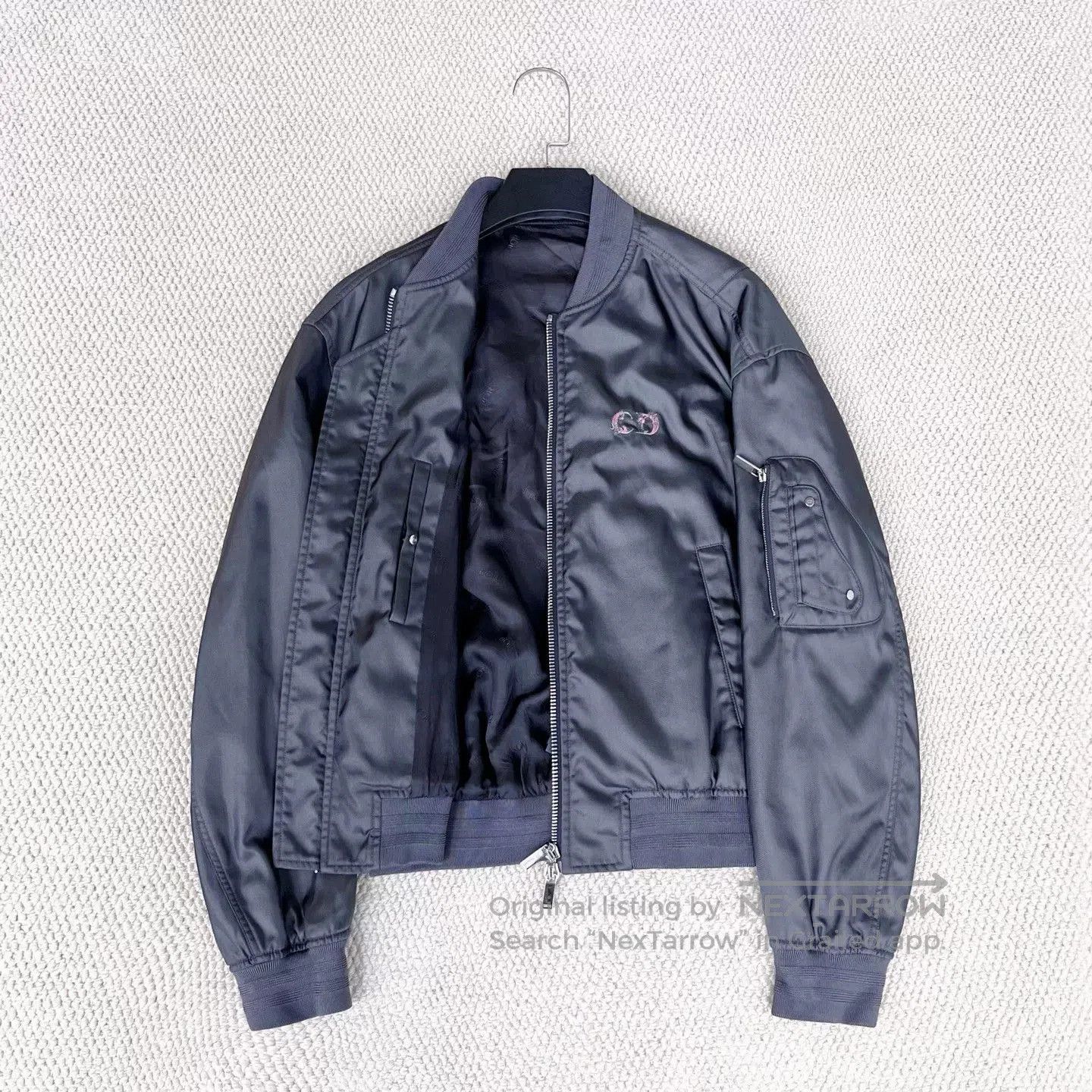 Dior Dior Black Gray Embroidered Flight Jacket. Size US M / EU 48-50 / 2 - 7 Thumbnail