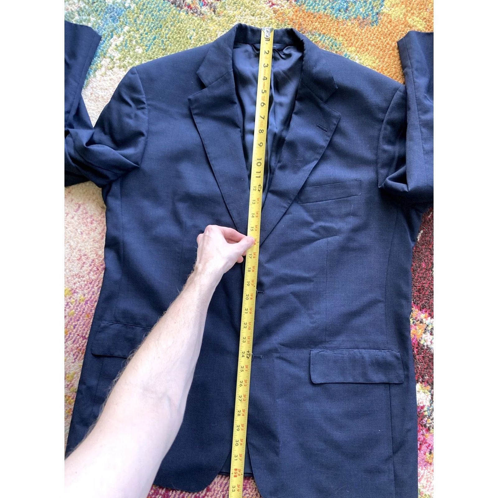 Brooks Brothers Brooks Brothers Brooksease Mens Blazer Size 44R Navy Blue Houndstooth 100% Wool Size 44R - 6 Thumbnail