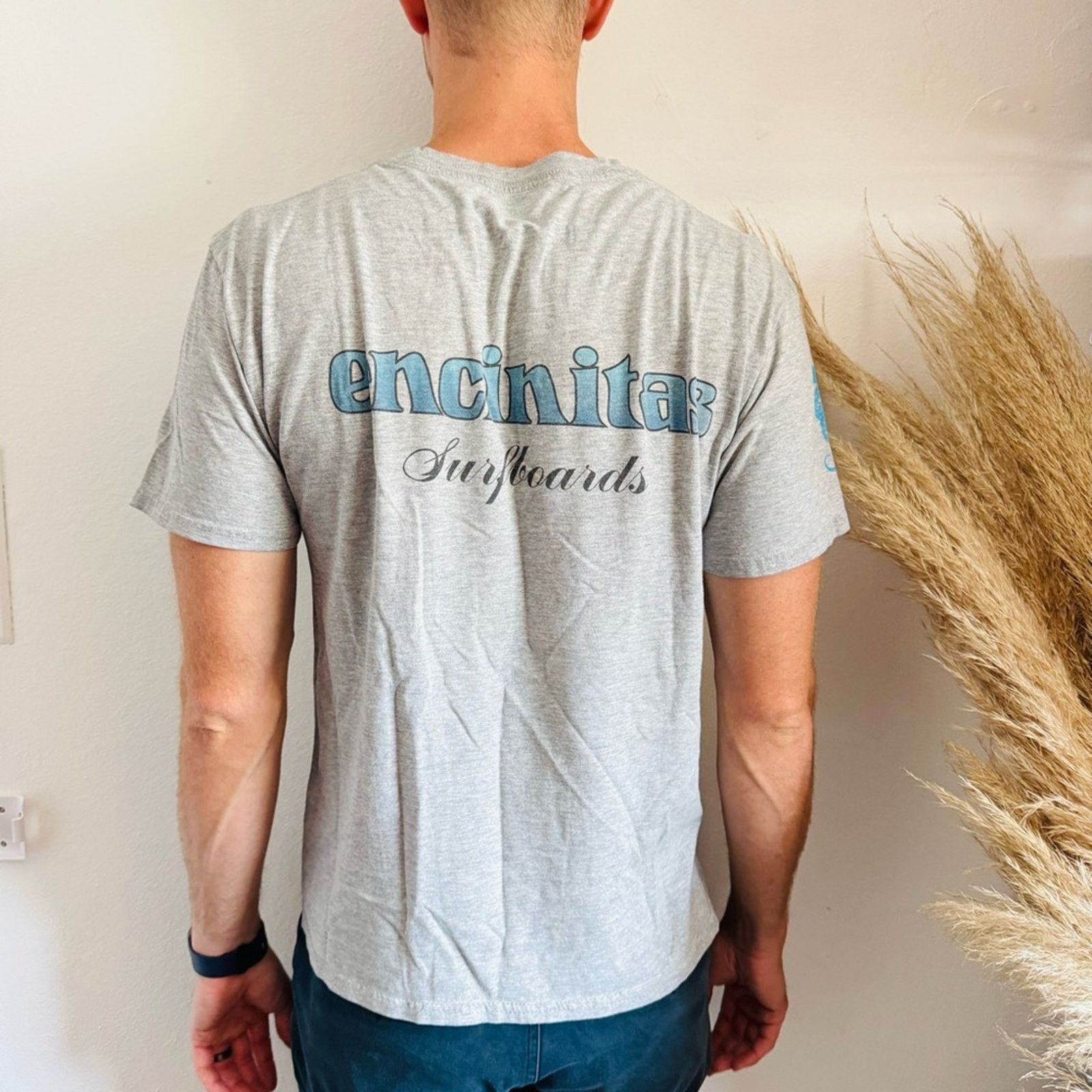 Hanes ENCINITAS Heather Grey Aqua Blue Logo Retro Tee Shirt Top M Size US M / EU 48-50 / 2 - 6 Thumbnail