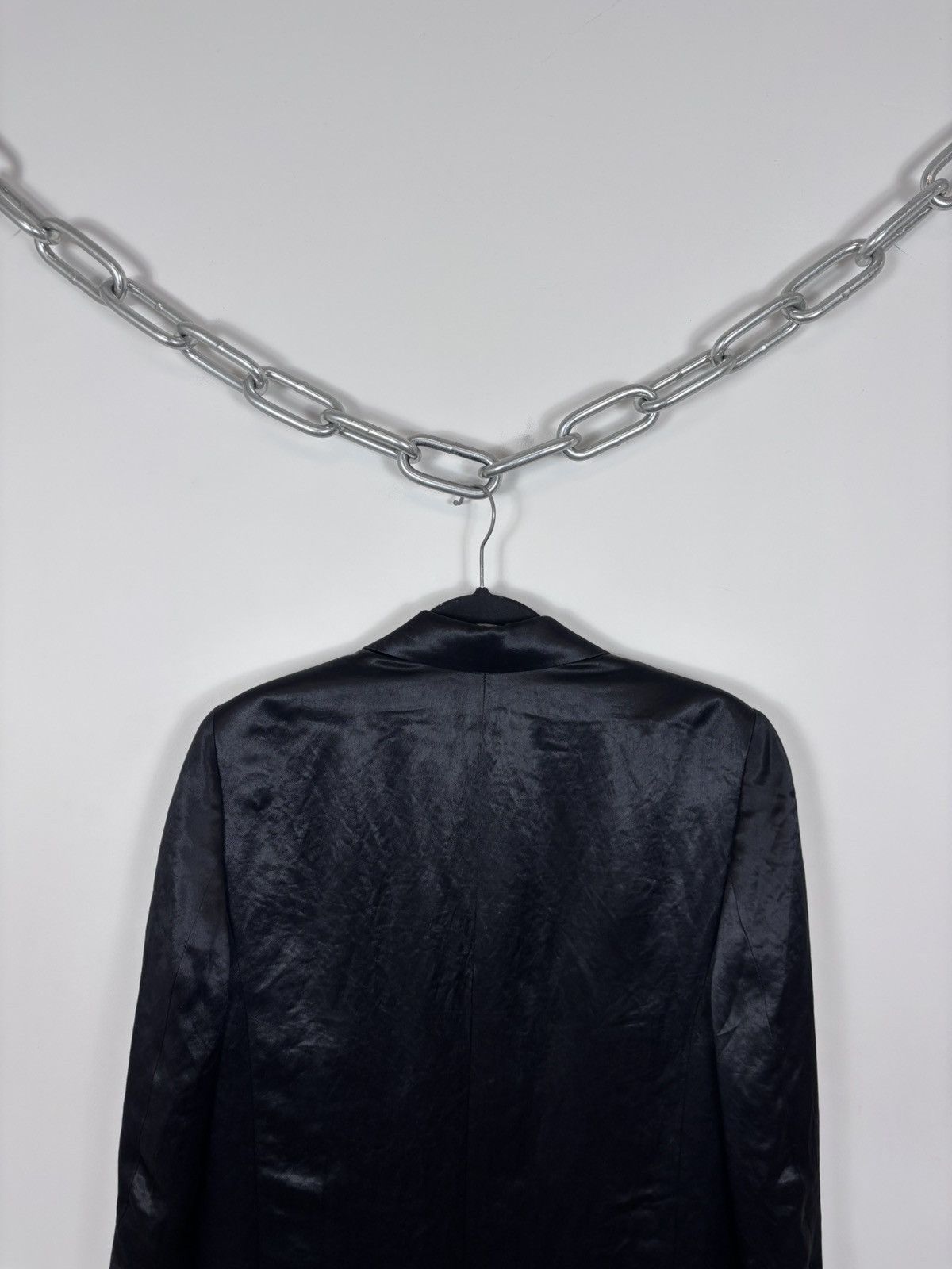 Blk Dnm BLK DNM Men’s Black Satin Long Blazer Jacket Tuxedo Coat Size 40R - 18 Thumbnail