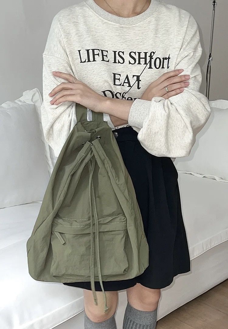 Japanese Brand Streetwear Nylon Lightweight Drawstring Backpack Size ONE SIZE - 2 Thumbnail