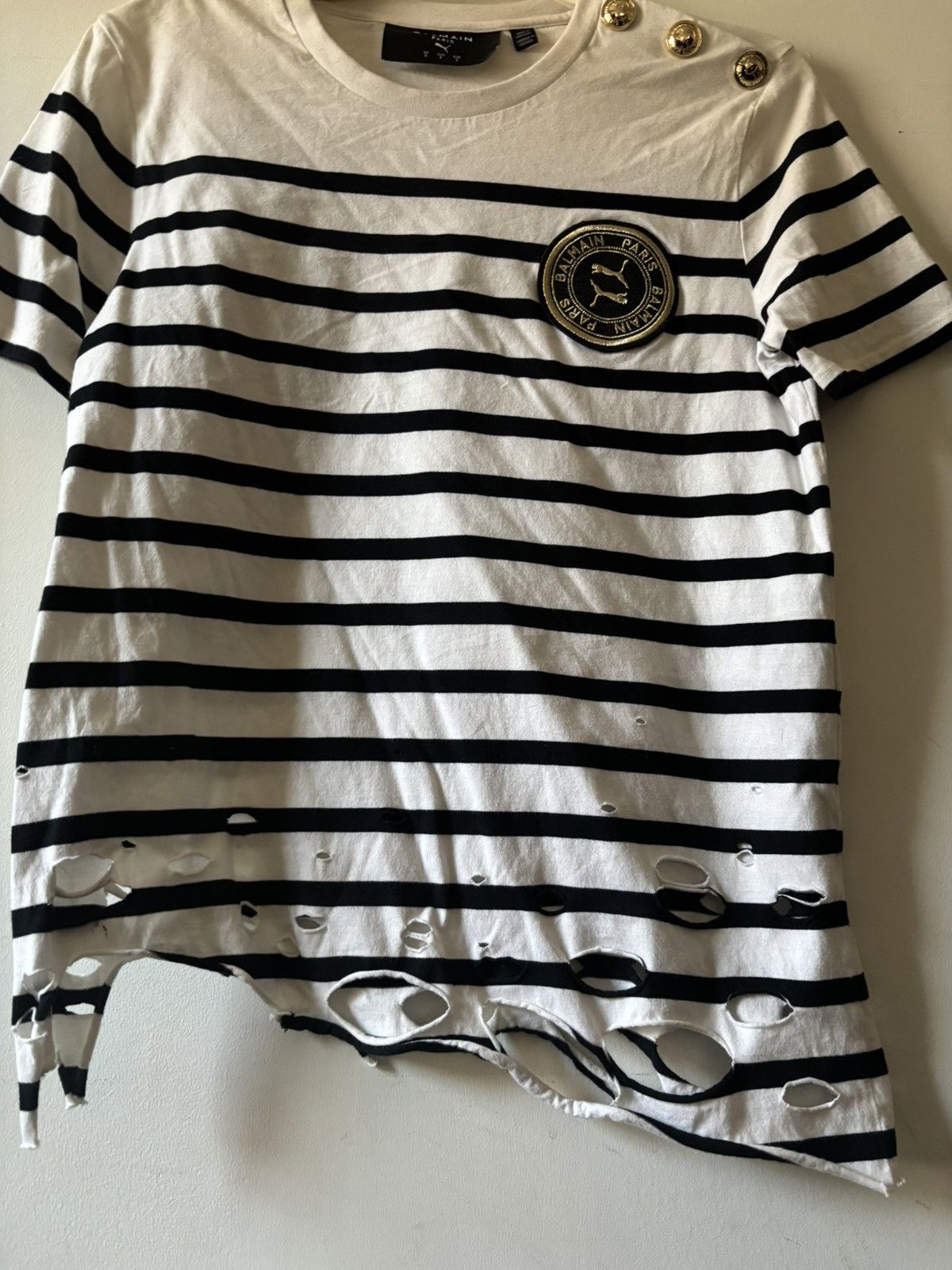 Balmain × Puma Balmain x puma distressed tee shirt Size S / US 4 / IT 40 - 2 Thumbnail