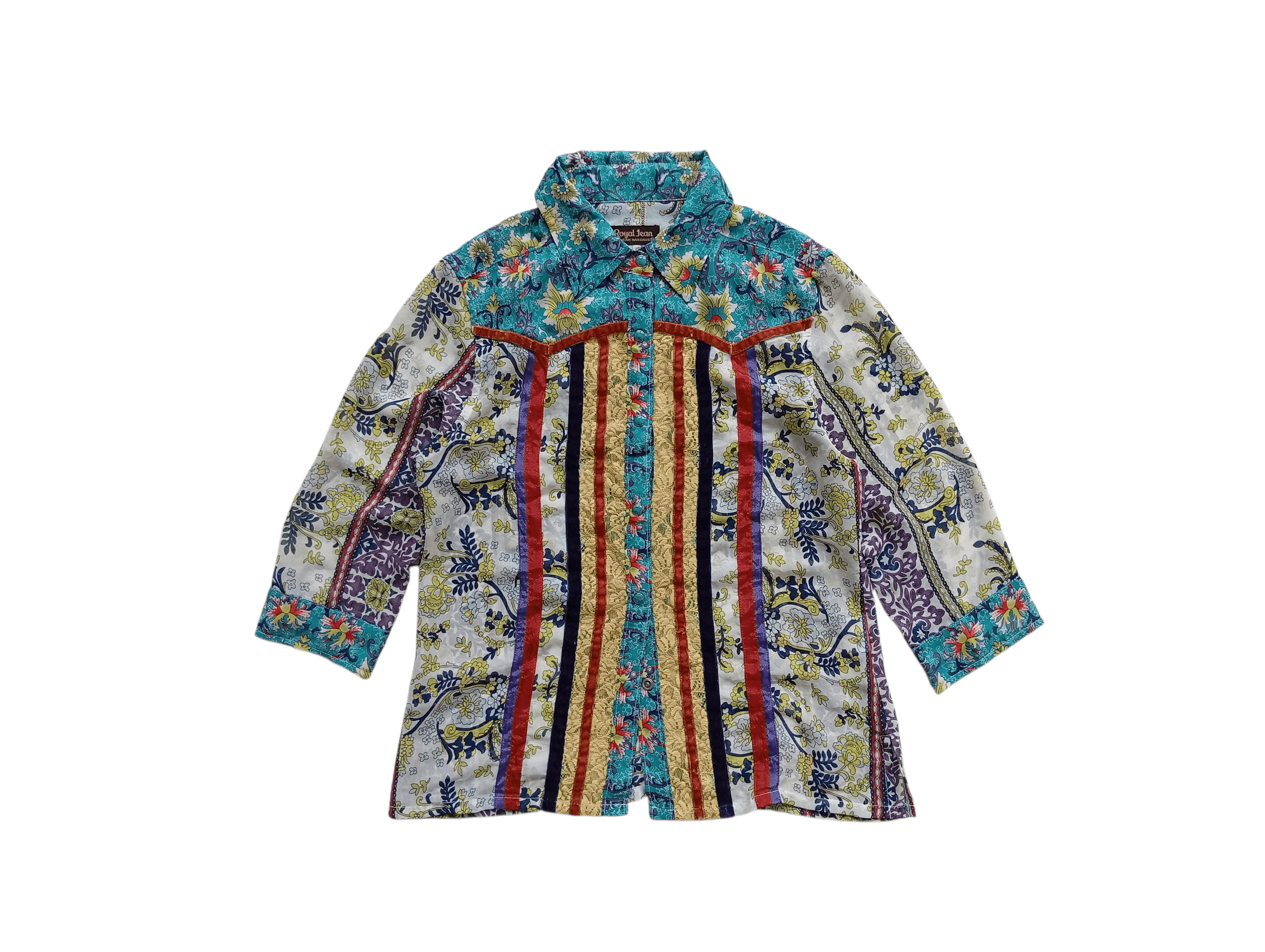 Japanese Brand Jean Nassaus western sheer floral shirt Size S / US 4 / IT 40 - 1 Thumbnail