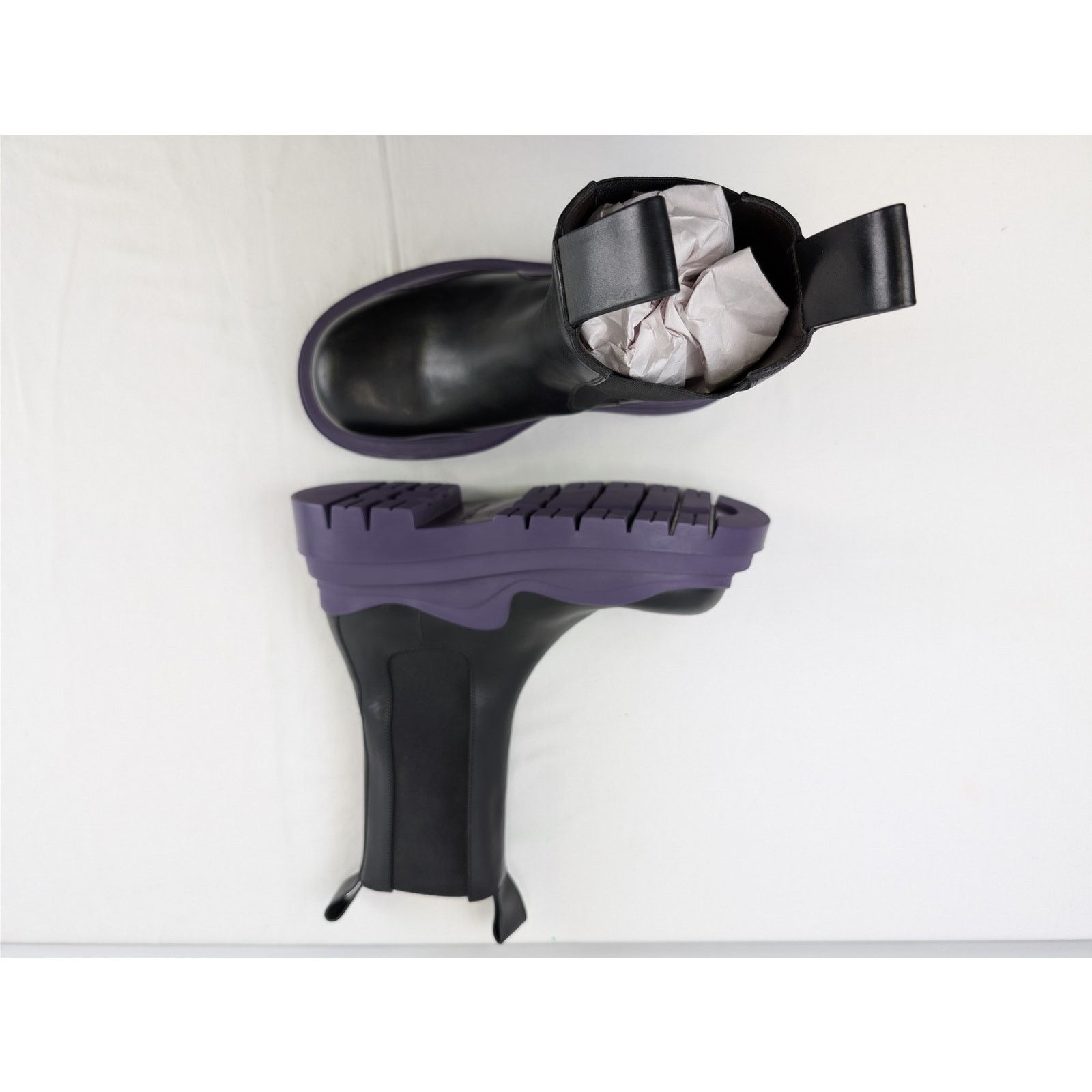 Bottega Veneta o1rshd1 Military Calf Tire Boots in Black/Purple Size US 8 / EU 41 - 13 Thumbnail