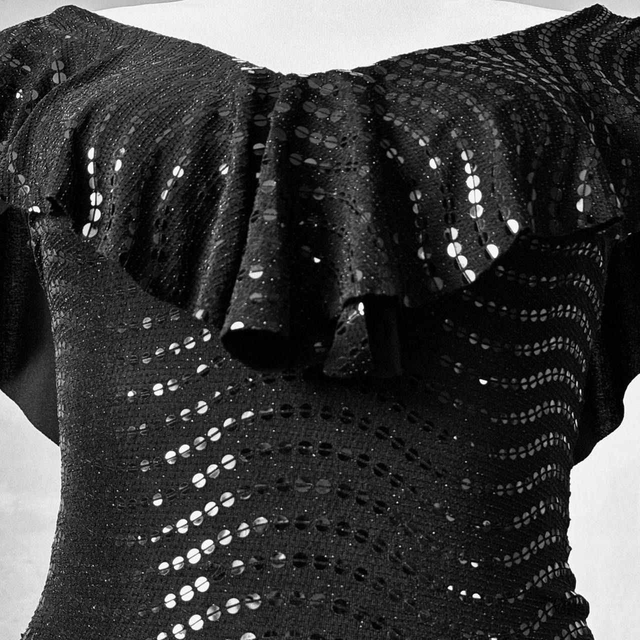 Vintage Unique gothic avant-garde blouse embroidered sequins drapery Size S / US 4 / IT 40 - 3 Thumbnail