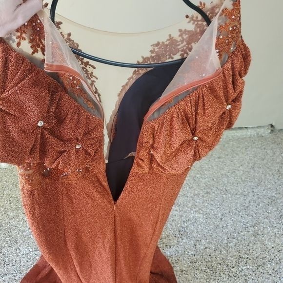 Vintage Bee Queen by Reseda Maxi Event Embellished Fall Orange Sz 12 Size XL / US 12-14 / IT 48-50 - 7 Thumbnail