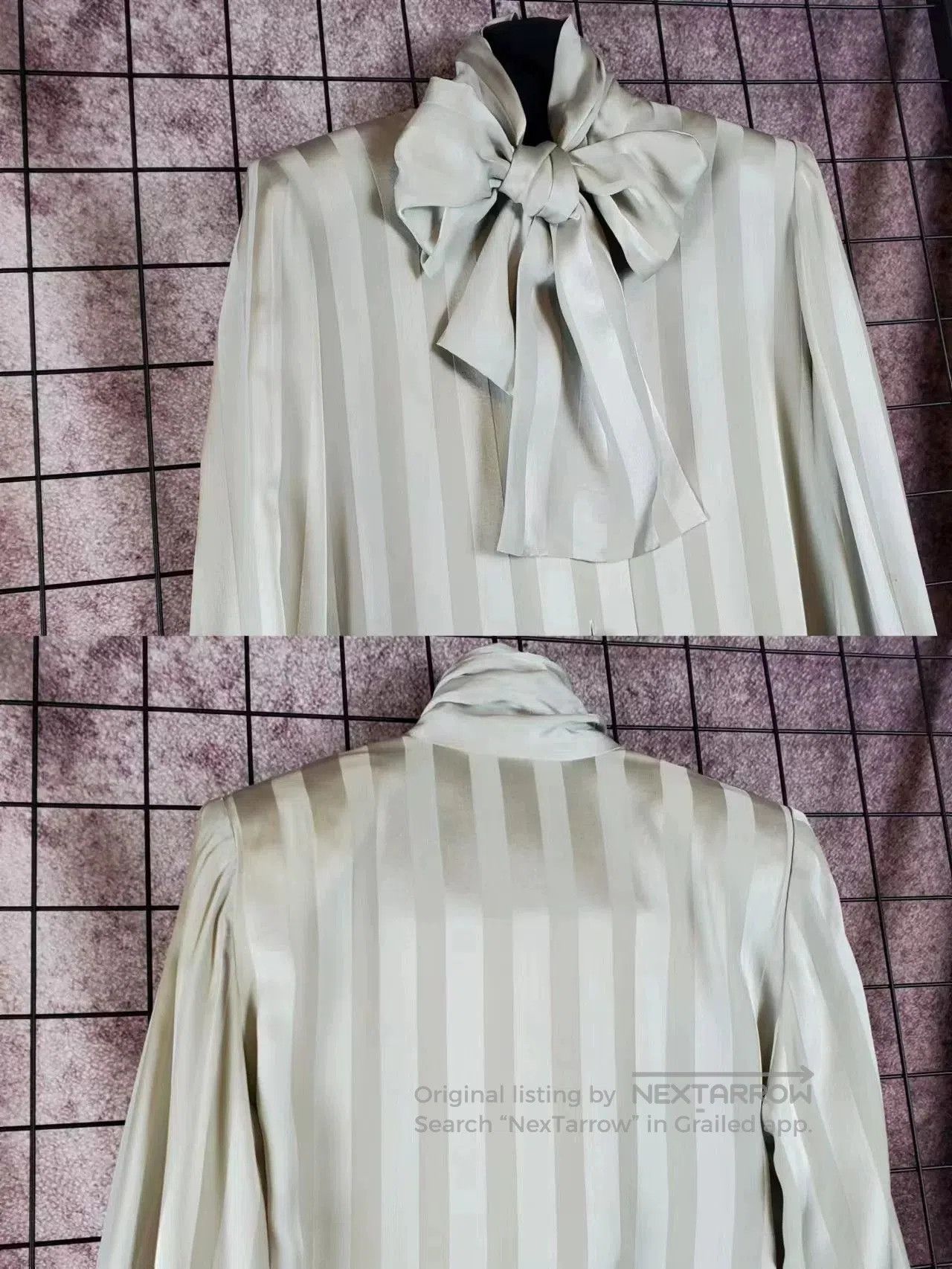 Givenchy Vintage Givenchy Green Silk Bow Shirt. Size US M / EU 48-50 / 2 - 4 Thumbnail