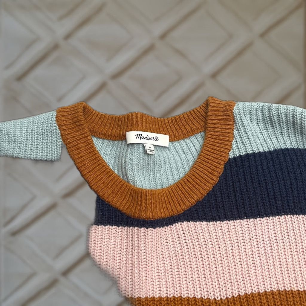 Madewell Madewell Pullover Sweater Womens M Multicolor Striped Crew Neck Knit Casual Knitwear All Seasons, Breathable, Stretch Womens Mens style Size M / US 6-8 / IT 42-44 - 1 Thumbnail