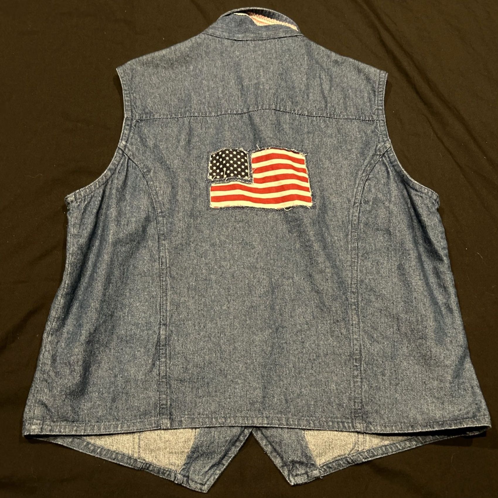 Vintage Rosettes Women's L Denim Cotton Flag Blue Casual Vest 4th July Size 36" / US 14 / IT 50 - 3 Thumbnail