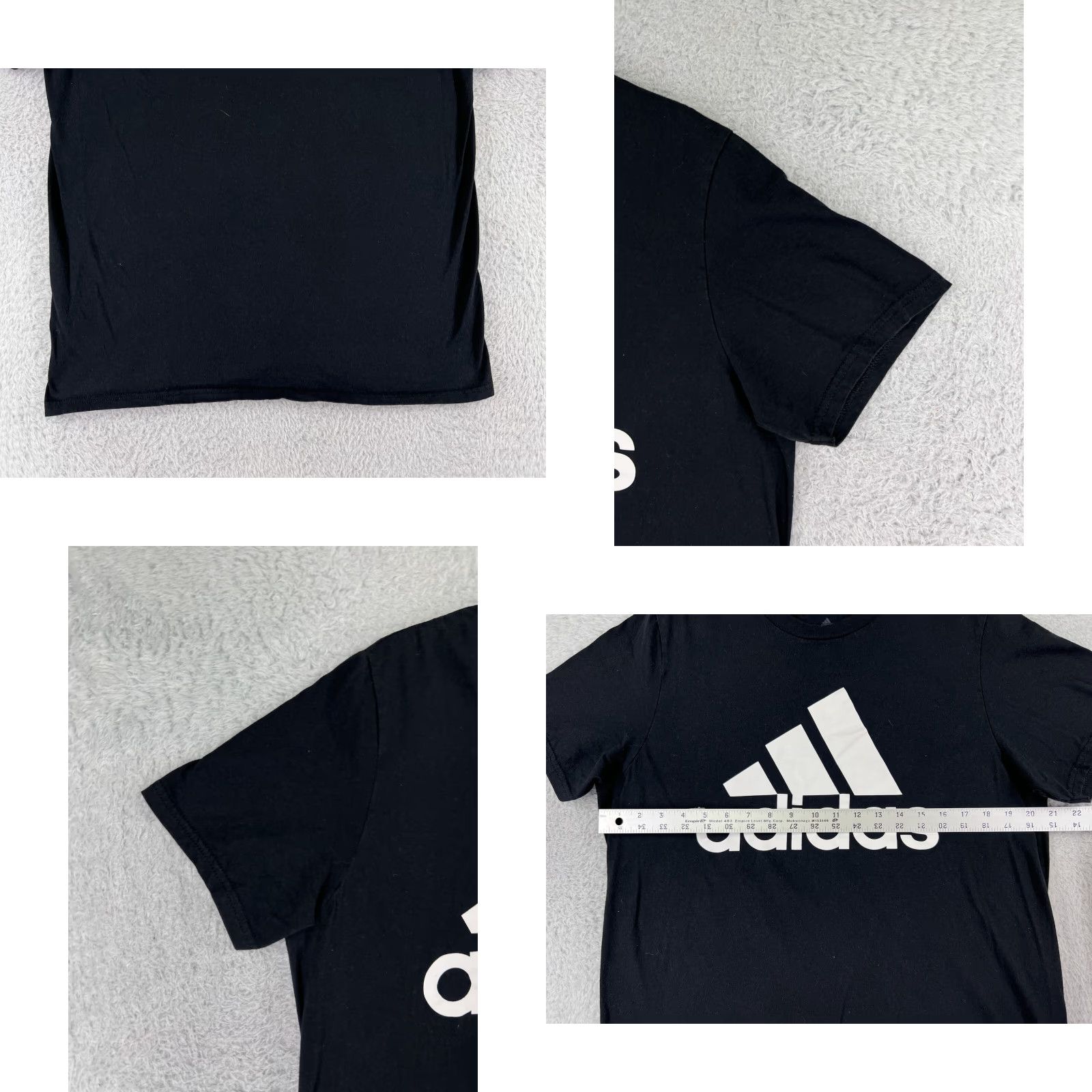 Adidas Adidas Shirt Mens Large Black Short Sleeve Crew Neck 100% Cotton Spellout Logo Size US L / EU 52-54 / 3 - 8 Thumbnail